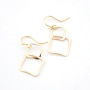Gold Fill Double Square Dangle Earrings