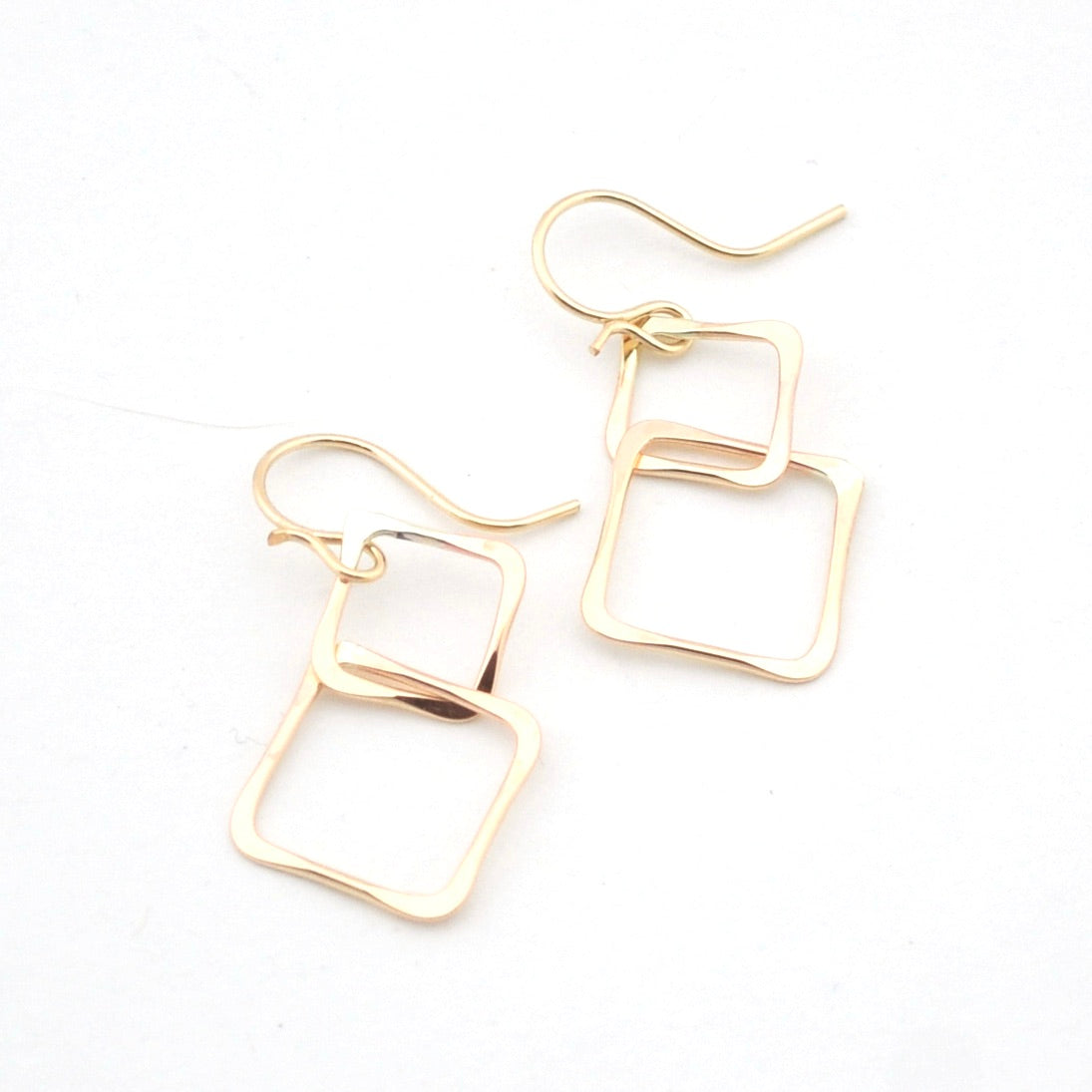 Gold Fill Double Square Dangle Earrings
