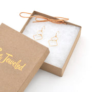 Gold Fill Double Square Dangle Earrings Boxed