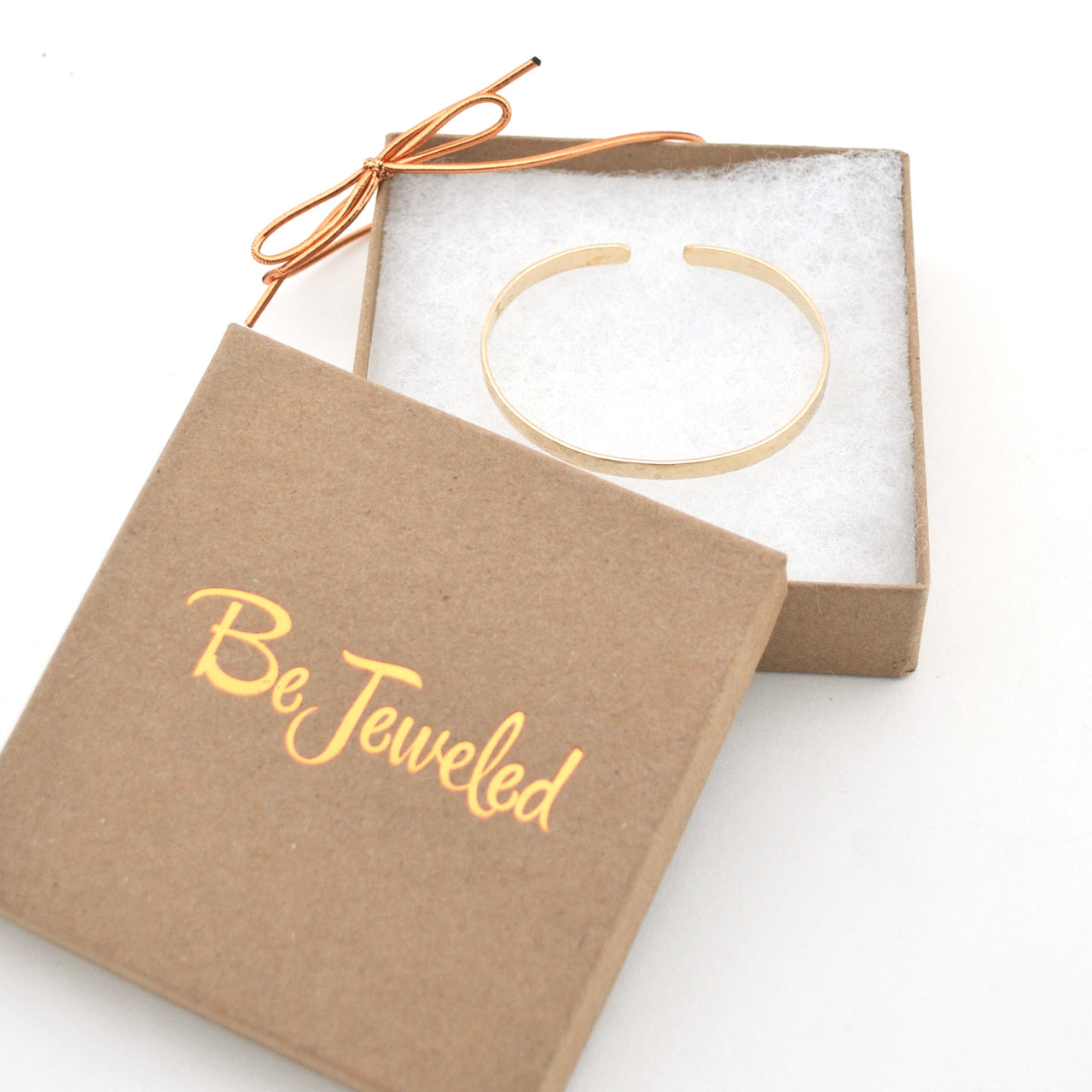 Gold Fill Hammered 4mm Cuff Bracelet Boxed