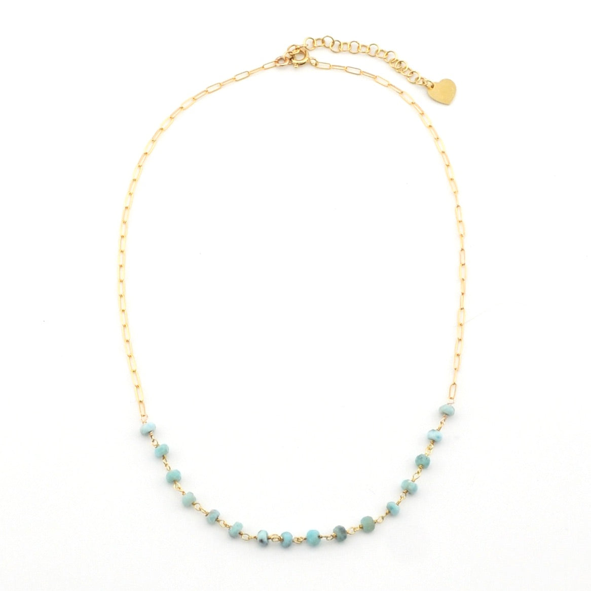Gold Fill Paperclip Larimar Necklace