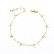 Gold Fill Paperclip with CZ Drops Anklet