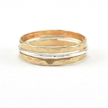 Gold Fill Sterling Silver Facet Band Size 7