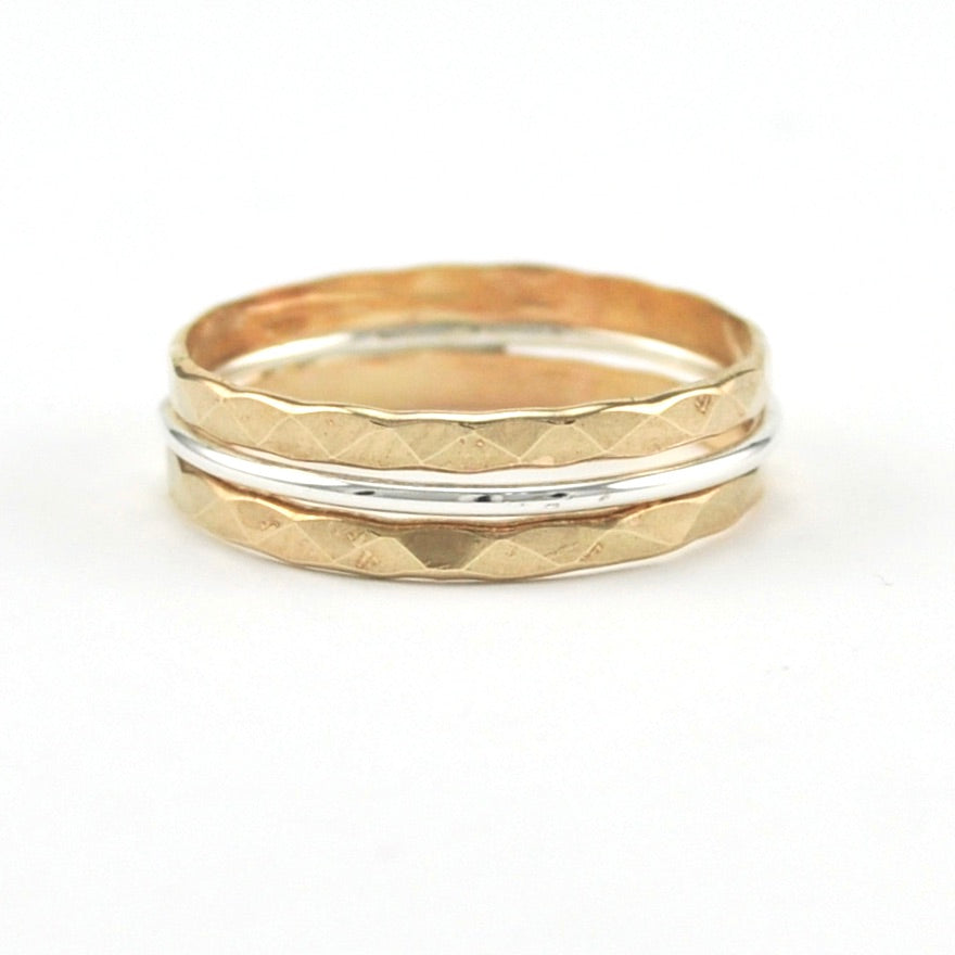 Gold Fill Sterling Silver Facet Band Size 9