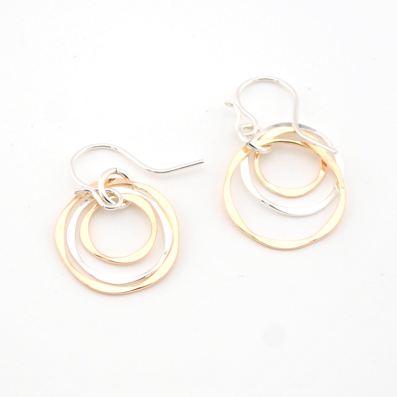 Gold Fill and Silver Triple Circle Earrings