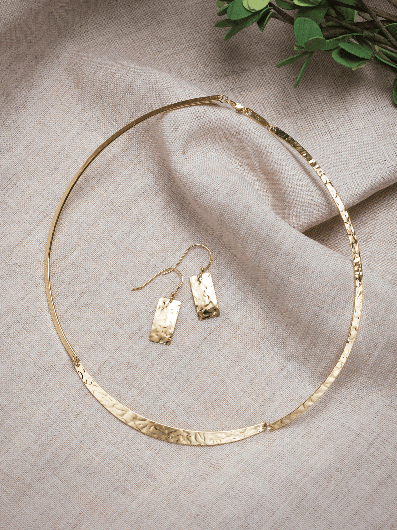 Gold Gemma Necklace With Earrings