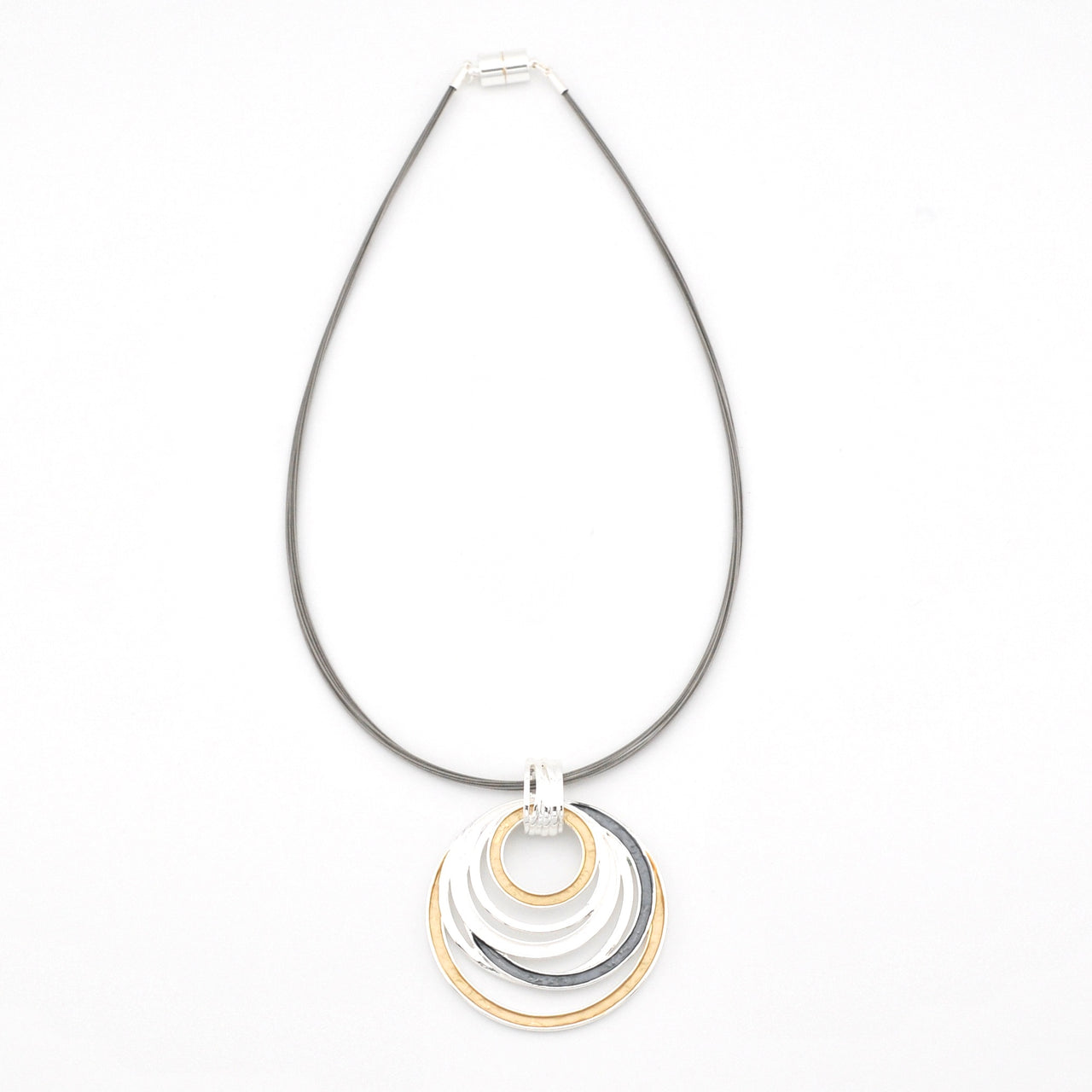 Gold Silver Multi Circle Pendant Necklace