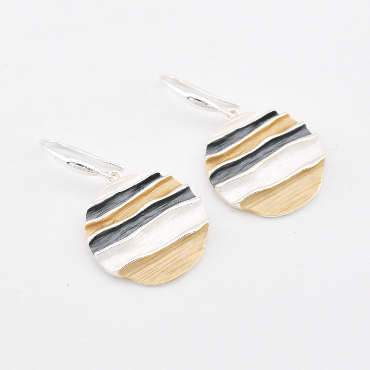 Gold Silver Ocean Waves Earrings