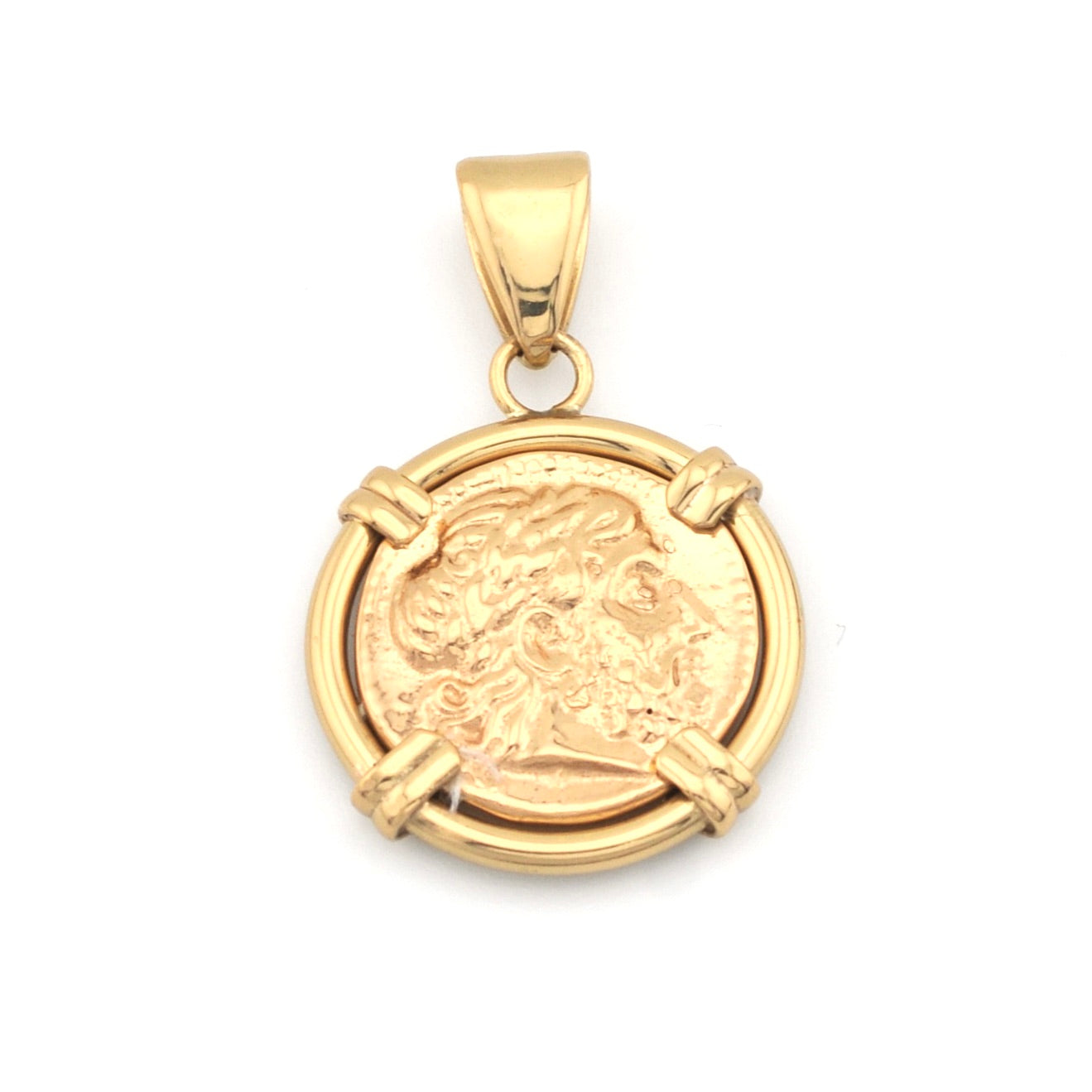 Greek Coin in Setting Reversible Pendant