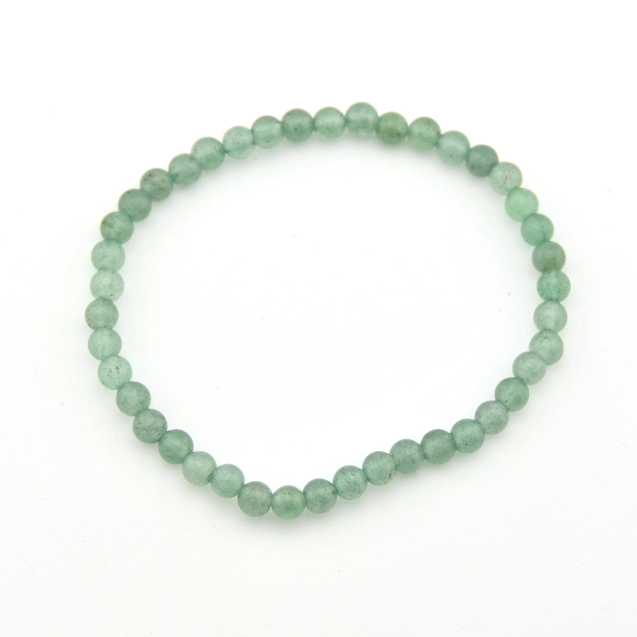 Green beaded bracelet on a white background