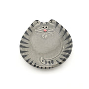 Grey Black Stripe Cat Ceramic Ring Dish