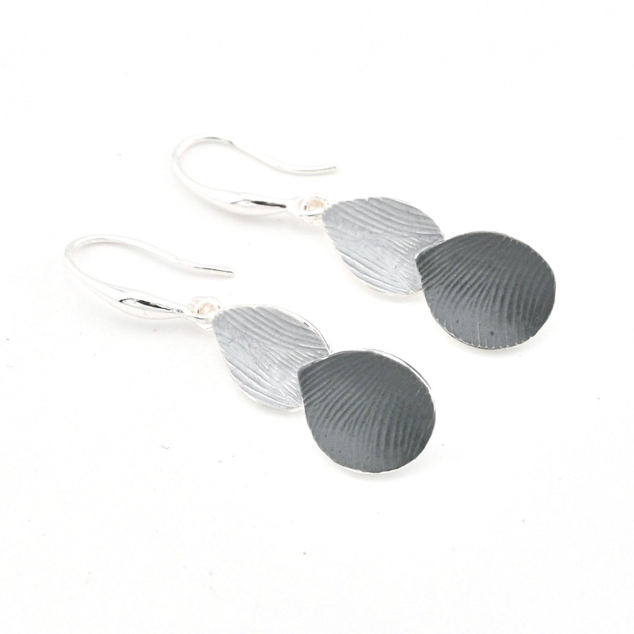 Grey Silver Petal Shaped Earrings