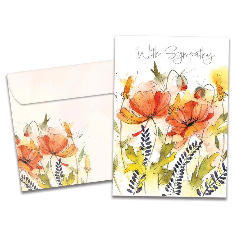 Heartfelt Flowers Sympathy Card on white background