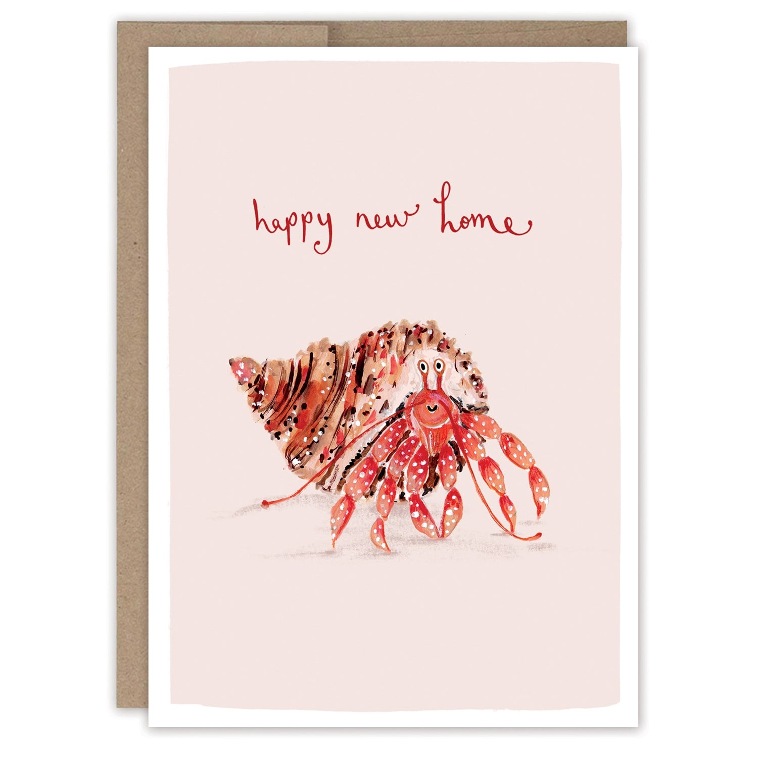 Hermit Crab New Home Card on white background