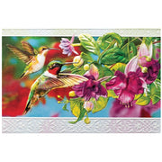 Hummingbird in Fuschia Birthday Card on white background