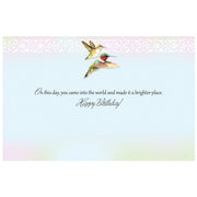 Hummingbird in Fuschia Birthday Card Inside greeting