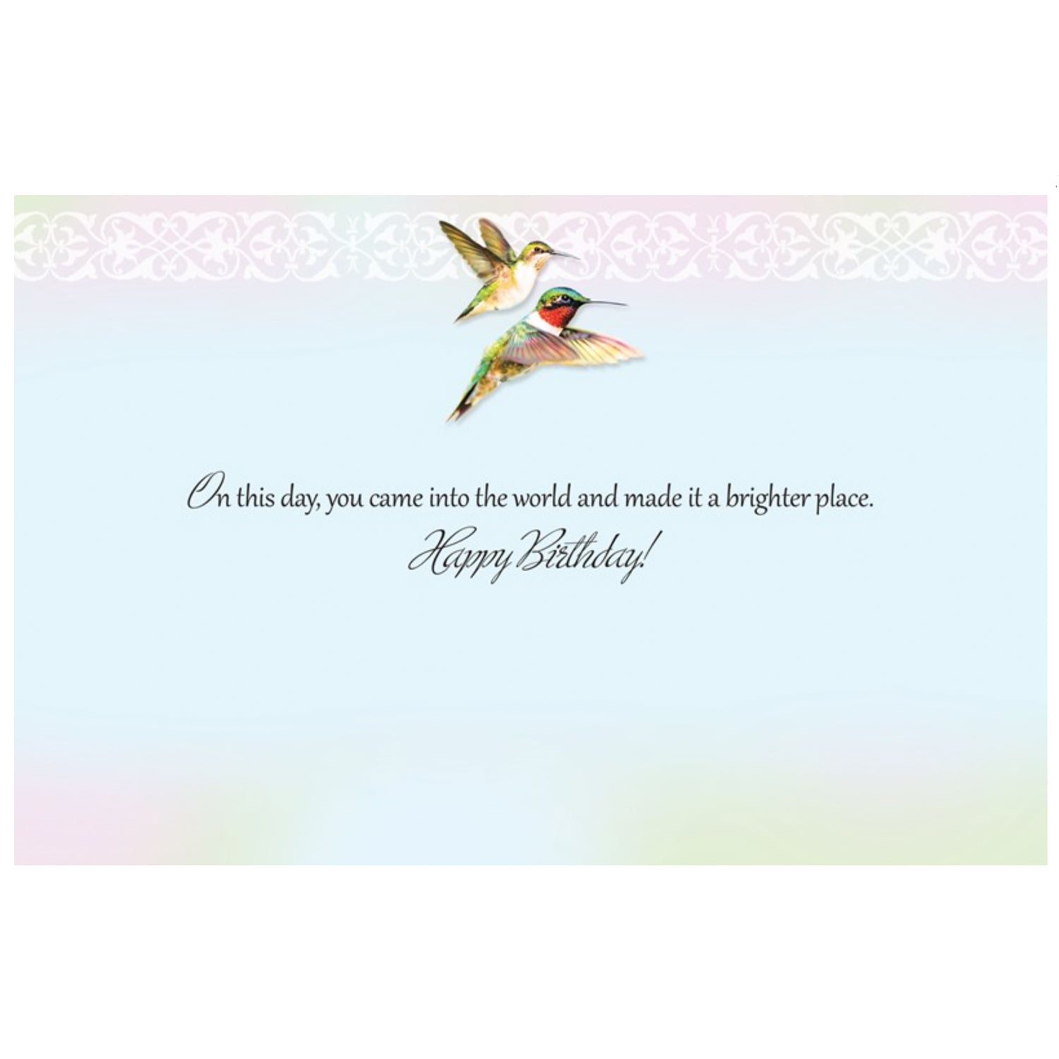 Hummingbird in Fuschia Birthday Card Inside greeting
