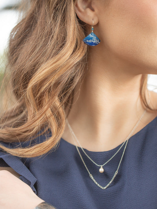 Model View Reef Blue Silver Meadow Earrings