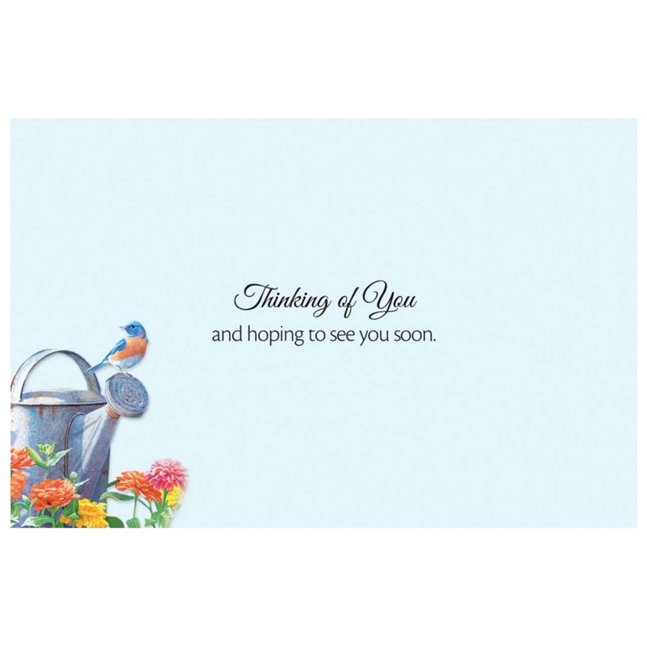 Inside Card Bluebird and Zinnas Thinking of You Card