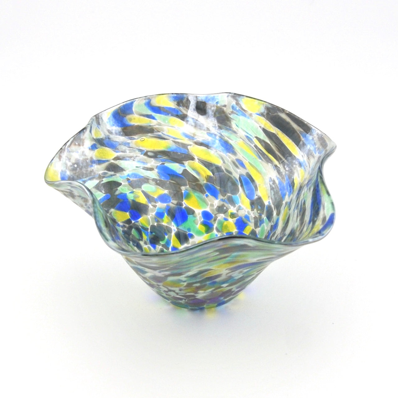 Inside View Blue Bonnet Mini Glass Floppy Bowl 