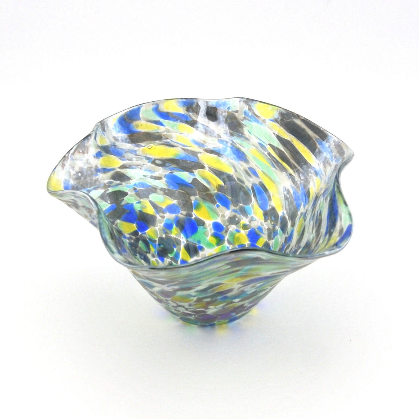 Inside View Blue Bonnet Mini Glass Floppy Bowl 