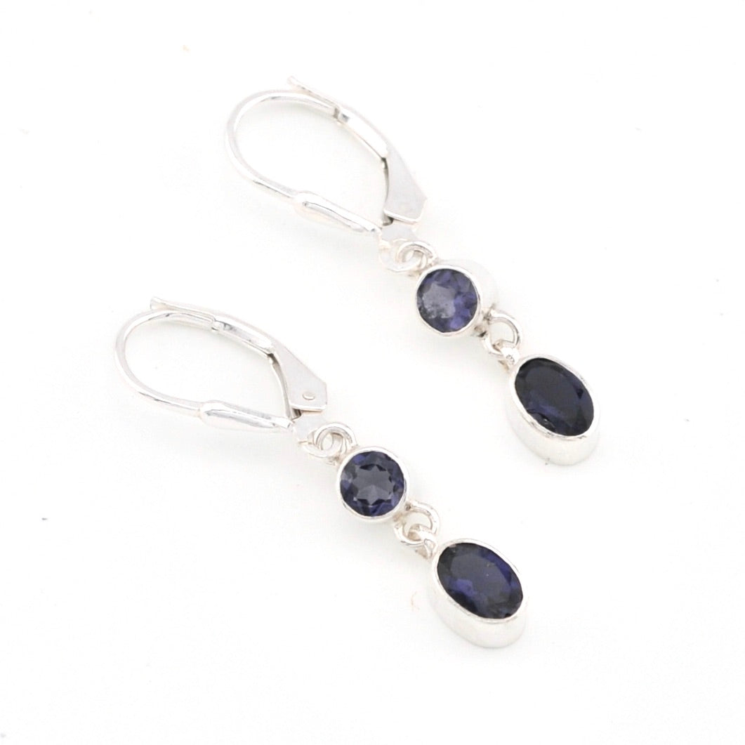  Iolite Round Oval Dangle Earring
