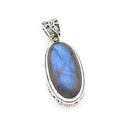 Labradorite 12x24mm Oval Bali Pendant