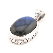 Labradorite 14x20mm Oval Bali Pendant without Chain