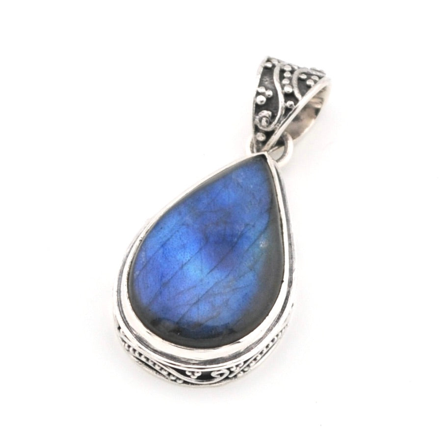 Labradorite 14x22mm Tear Bali Pendant
