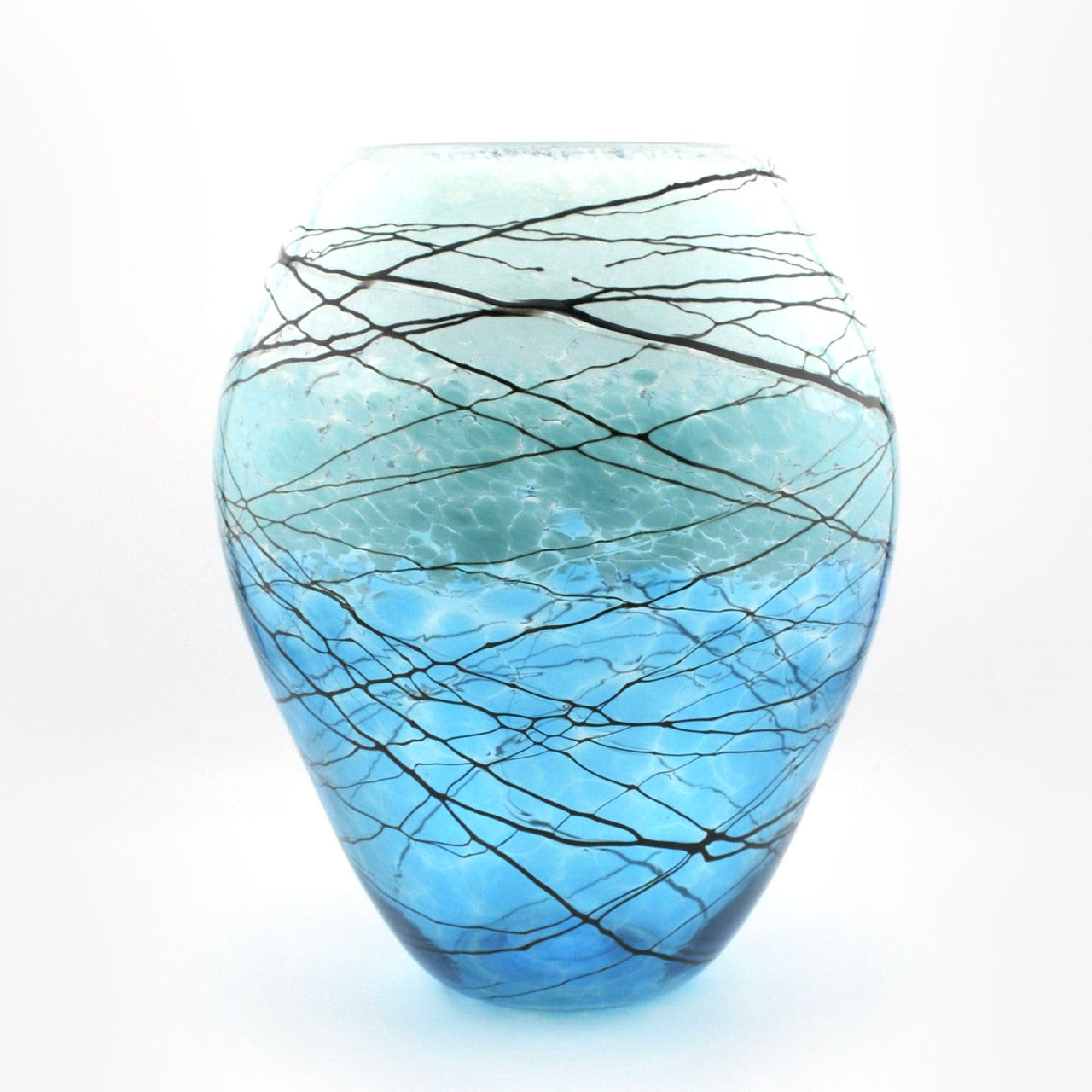 Large Aqua Lightning Glass Vessel