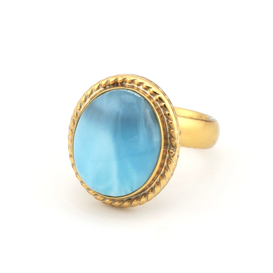 Larimar 12X16mm Oval Rope Ring