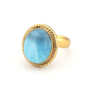 Larimar 12X16mm Oval Rope Ring