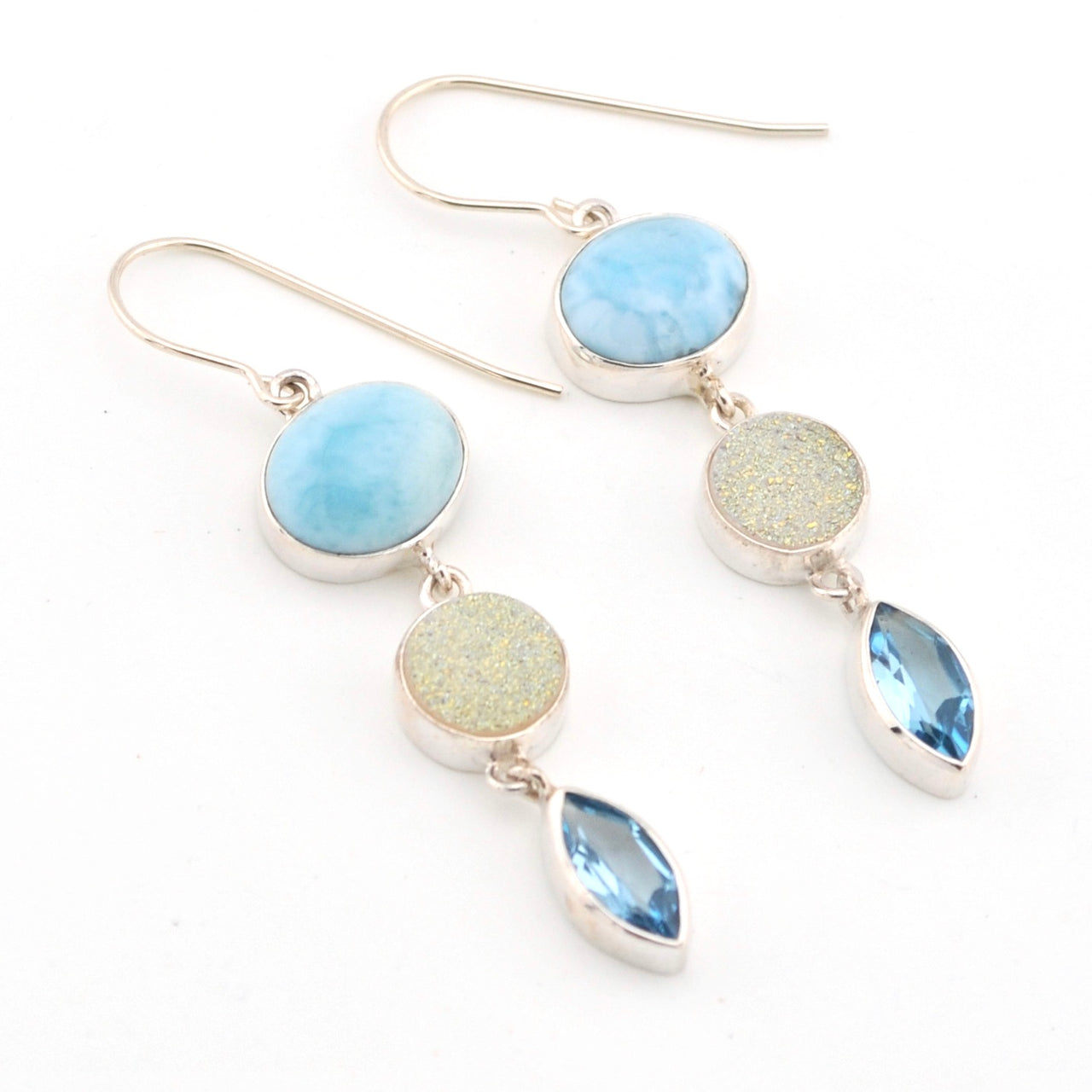 Larimar Druzy Topaz Earrings