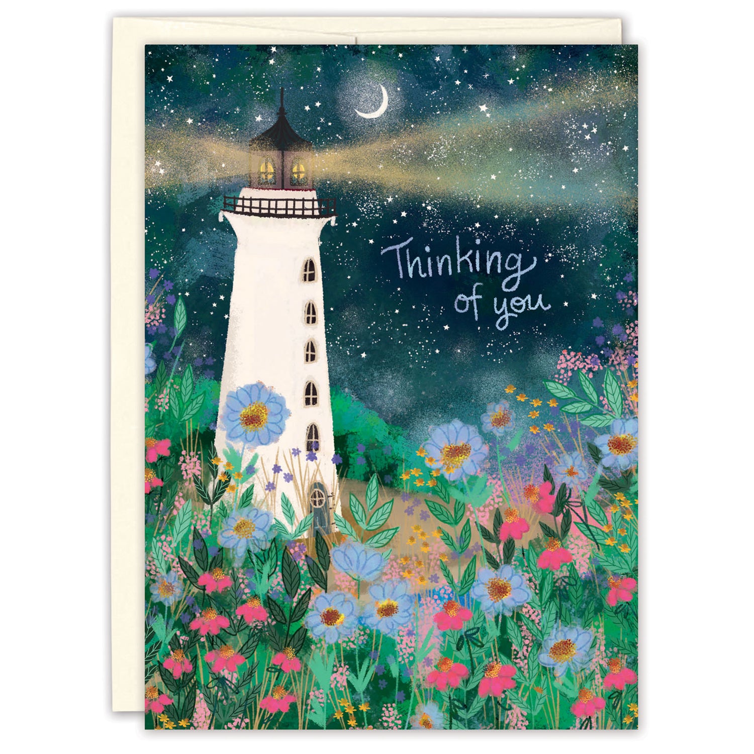 Lighthouse Sympathy Card on white background