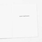 White card with 'Happy Birthday!' text on a white background