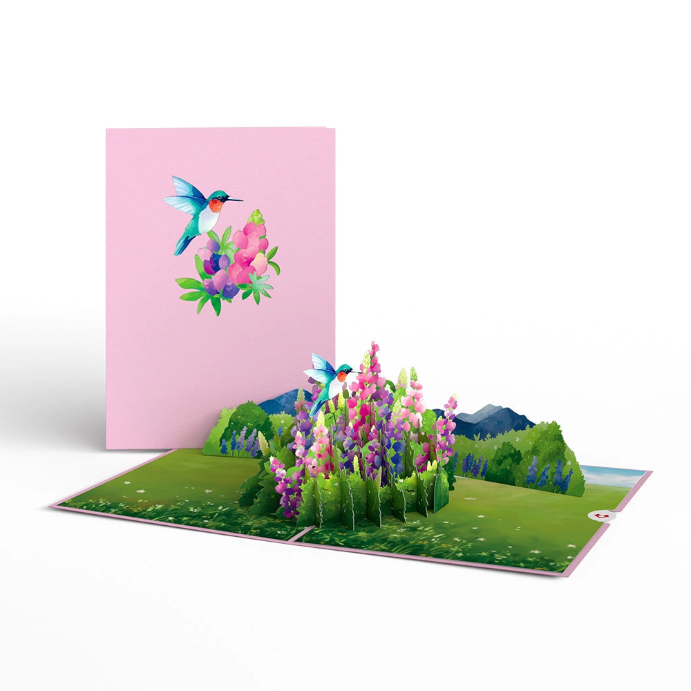 Lupine Hummingbird Pop Up Card with Cover