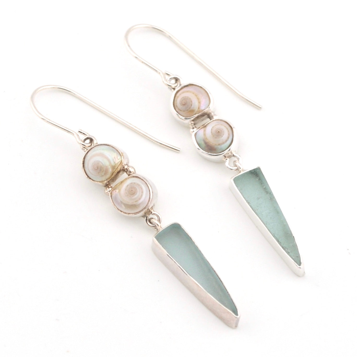 Malabar Shell Aqua Sea Glass Earrings