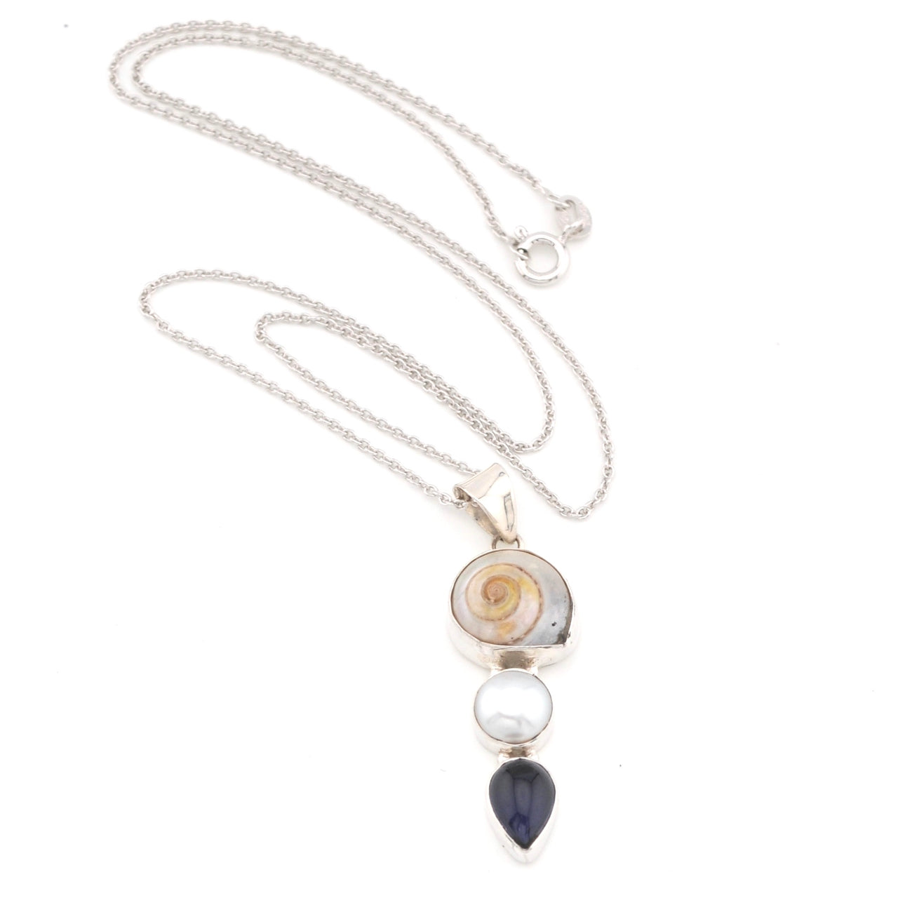 Malabar Shell Pearl Iolite Necklace