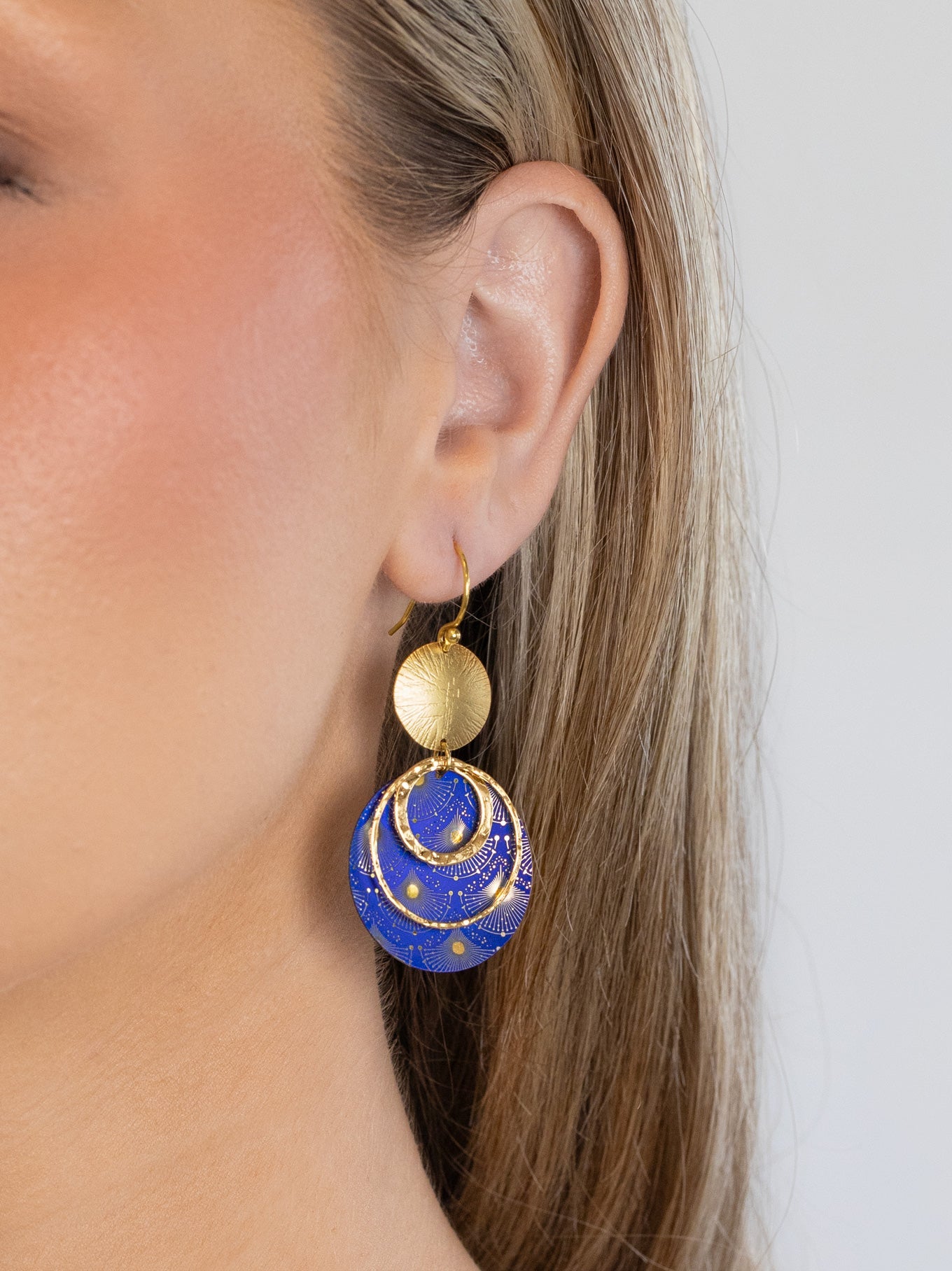 Model View Midnight Blue Atlas Earrings