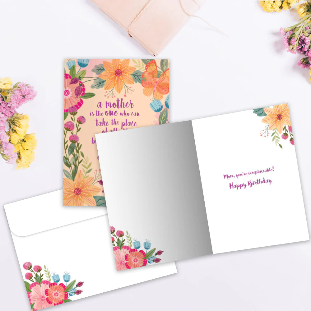 Mom Place Birthday Card opened with matching envelope