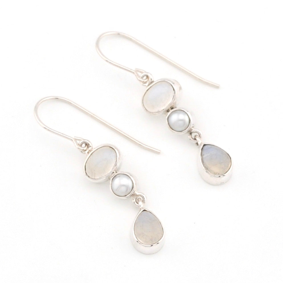 Moonstone with Pearl Earrings
