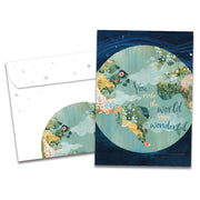 More Wonderful World Birthday Card on white background