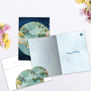 More Wonderful World Birthday Card opened with matching envelope