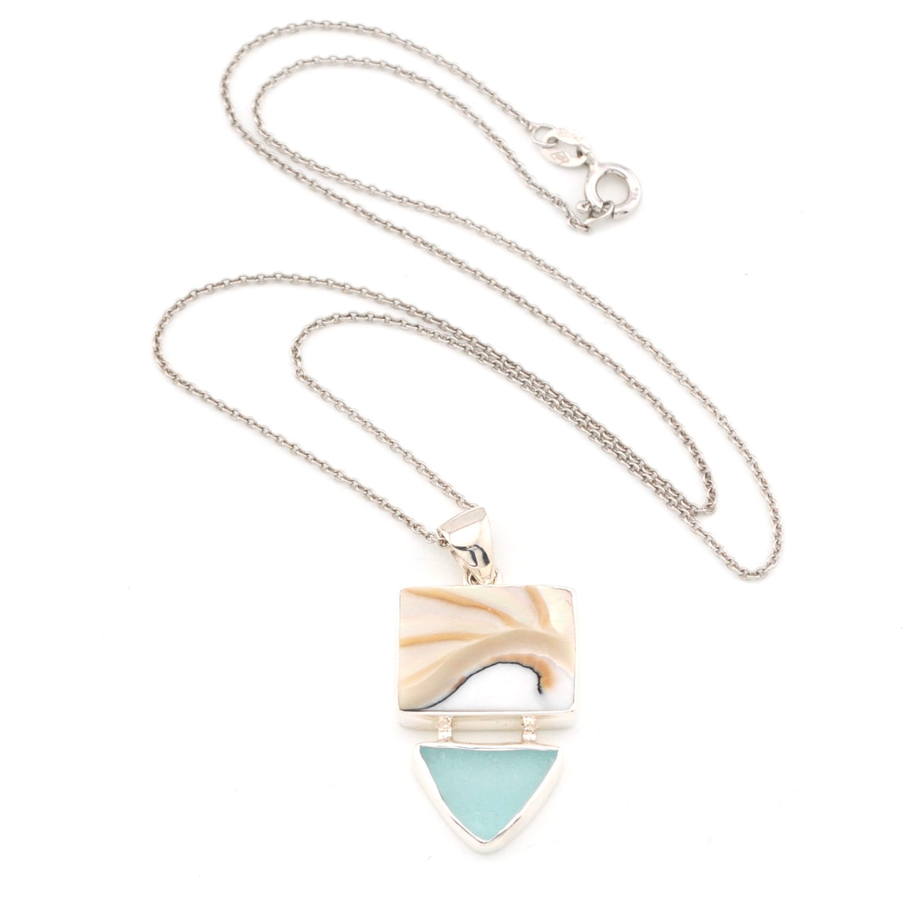 Nautilus Shell Aqua Sea Glass Necklace