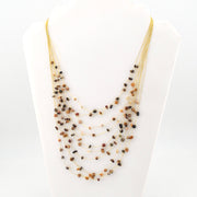 On Display Tumbled Earth Multistrand Beaded Silk and Stone Necklace