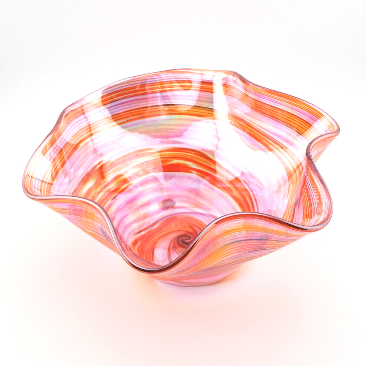 Overhead View Glass Wave Bowl Watermelon