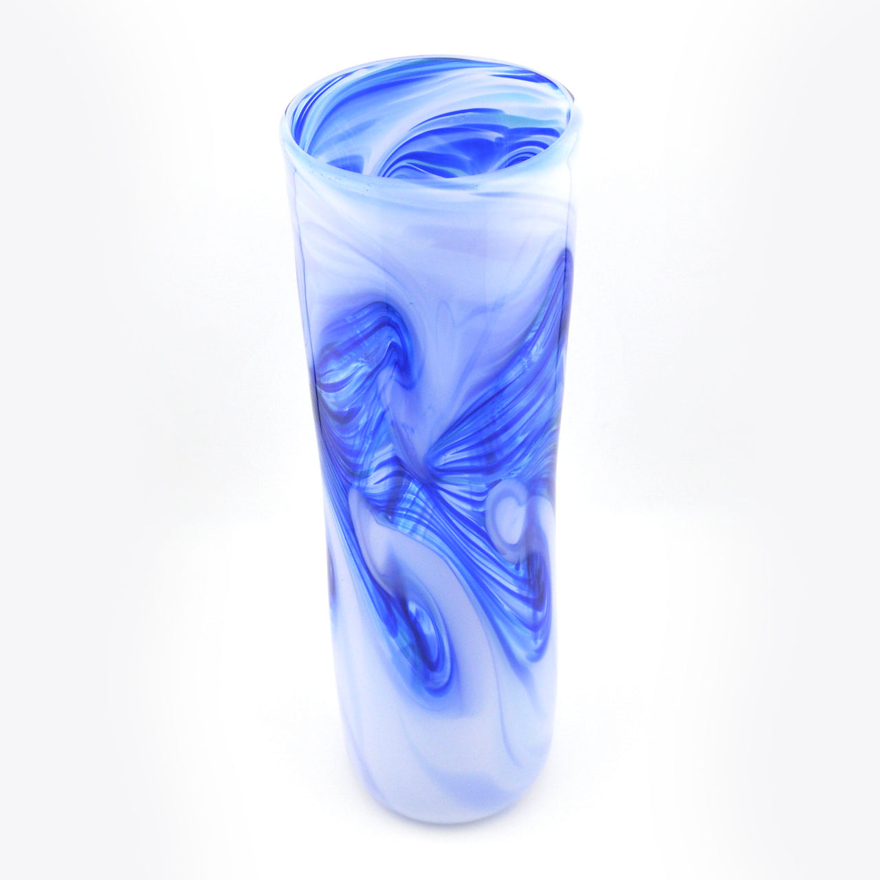 Overhead View Large White Ocean Cylinder Glass Vase
