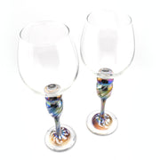 Overhead View Pair of Mardi Gras Wine Glasses