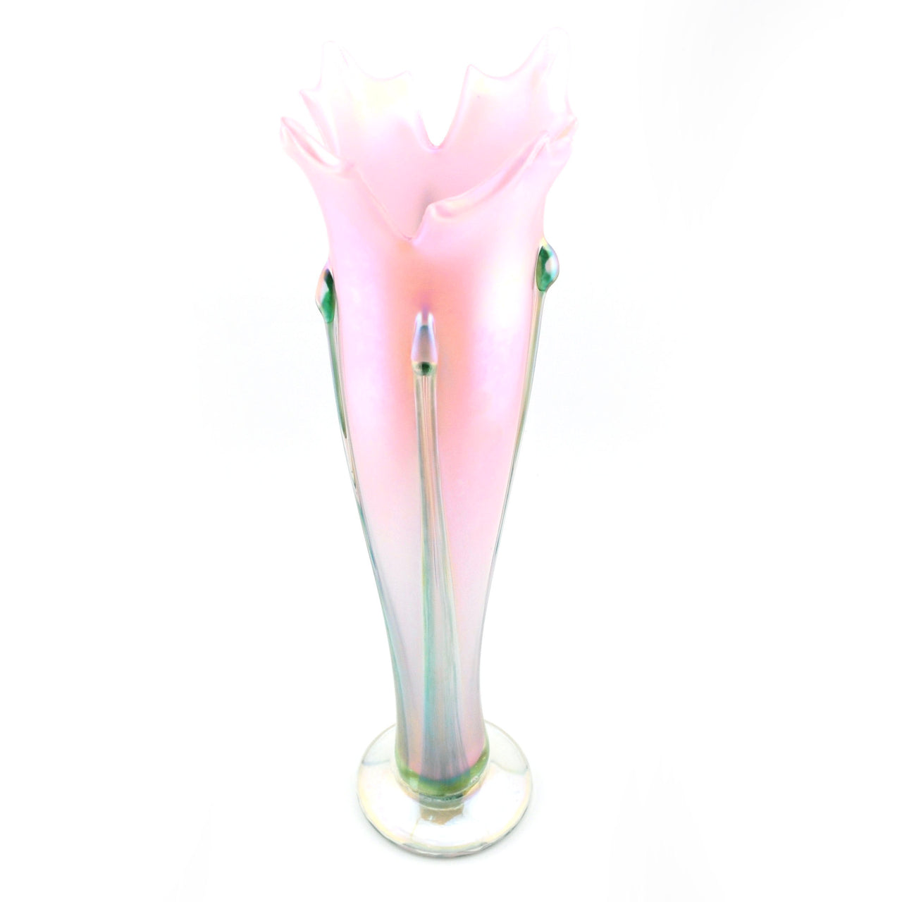 Overhead View Pink Flower Glass Vase 19179