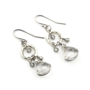 Oxidized Silver Crystal Hoop Earrings